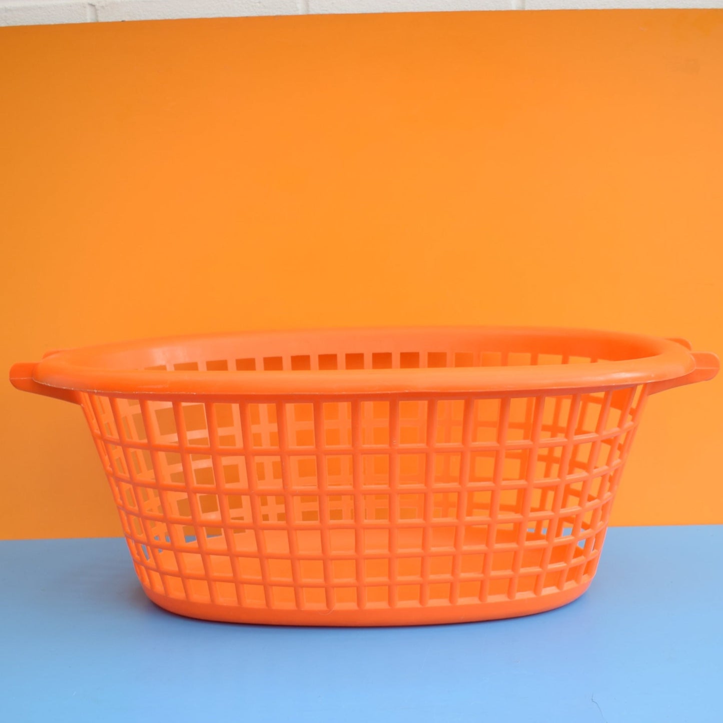 Vintage 1970s Plastic Large Washing Basket - Orange by Pineapple Retro