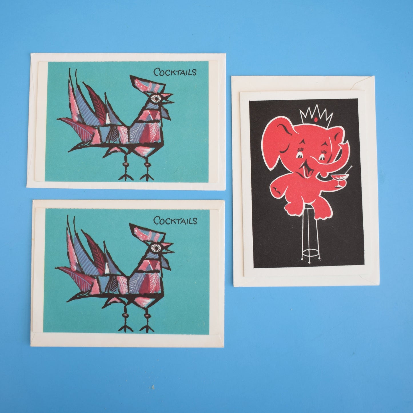 Vintage 1950s Cocktail Party Invitations x3 by Vintage