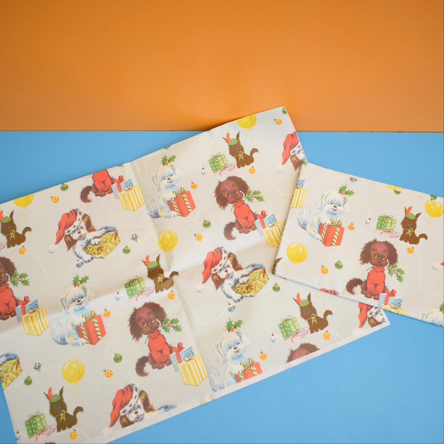 Vintage 1970s Kitsch Christmas Gift Wrap Paper (2 Sheets)