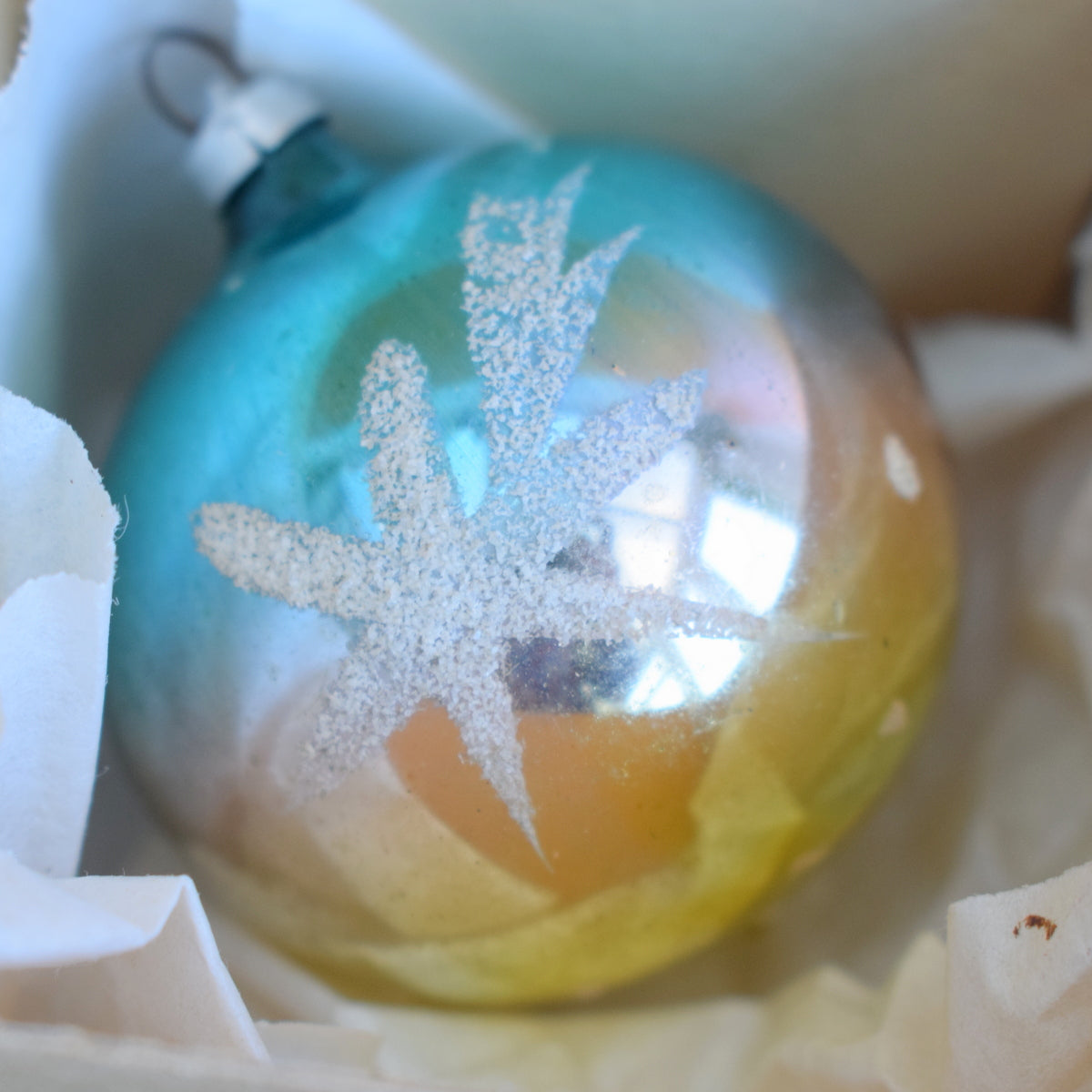 Vintage 1950s Medium German Glass Christmas Baubles- Rainbow