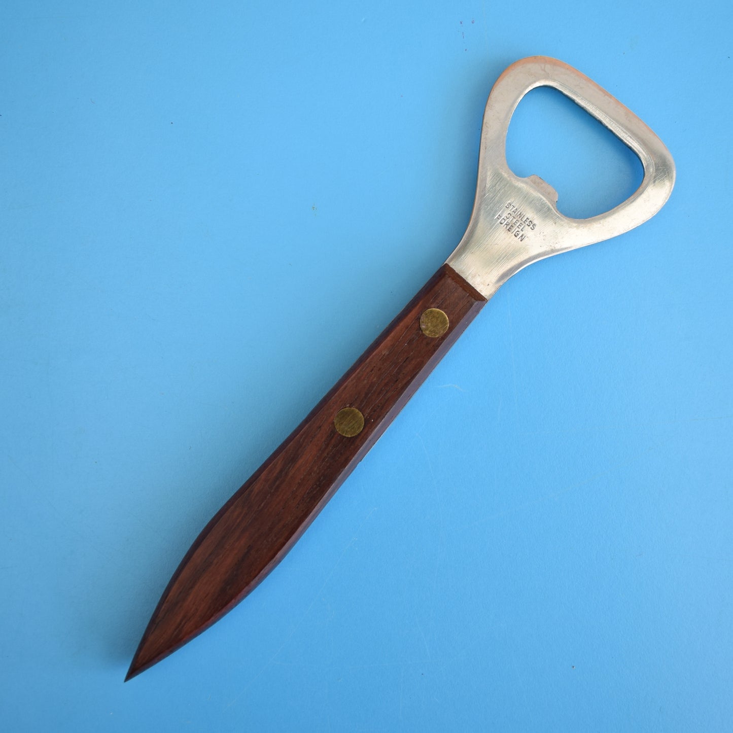 Vintage 1960s Stainless Steel / Rosewood Bottle Openers