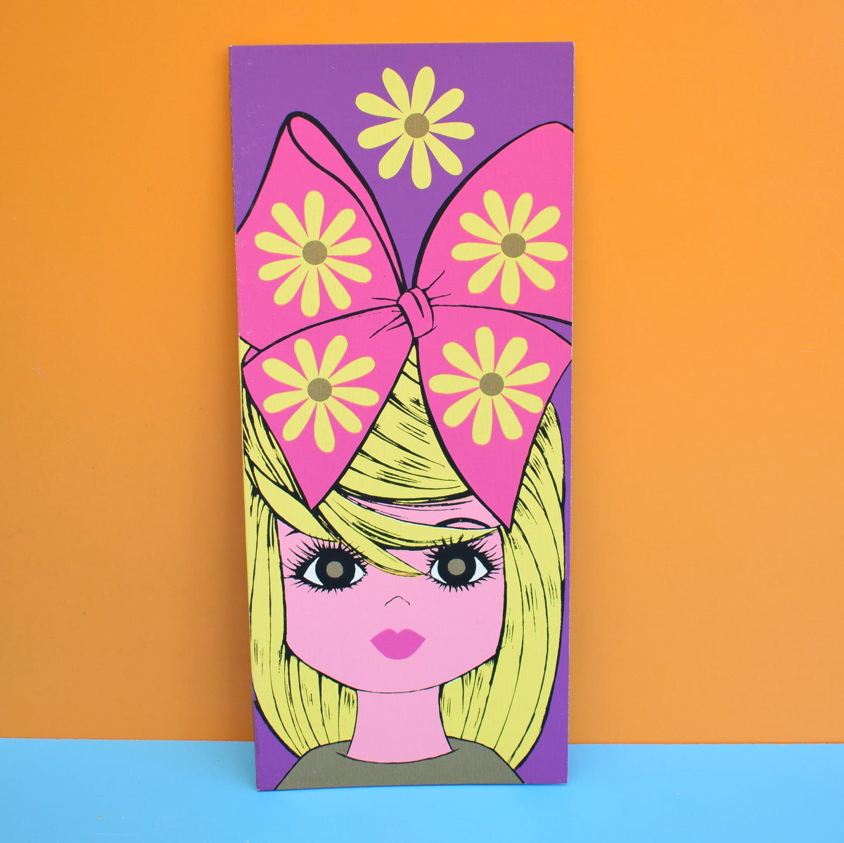 Vintage 1970s Greeting Card - American Bow, Purple & Yellow