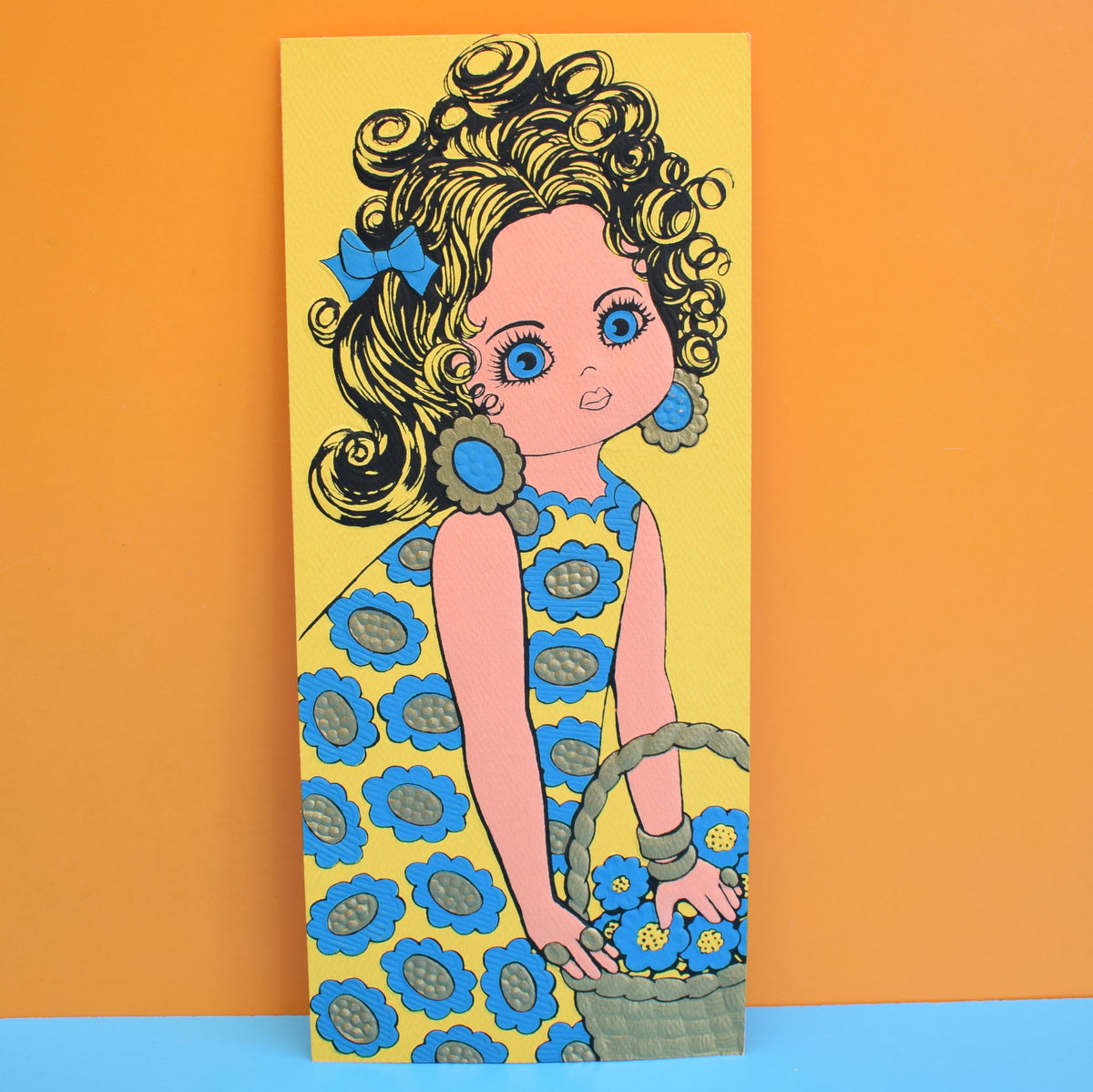 Vintage 1970s Greeting Card - American Flower Power, Yellow