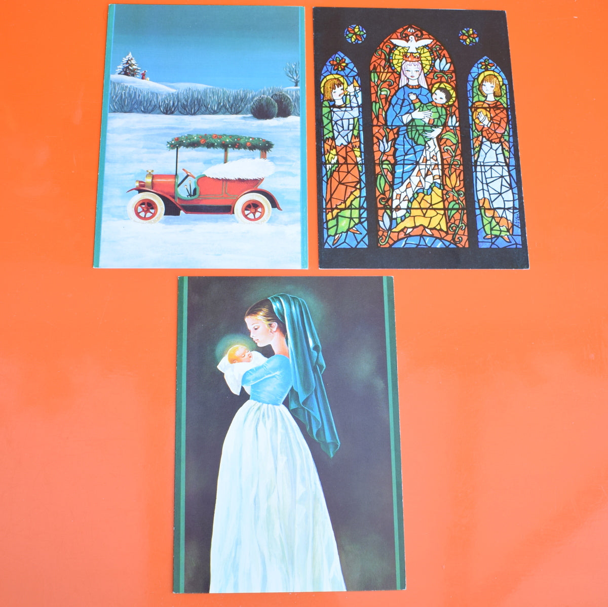 Vintage 1970s French Christmas Greeting Card - Choice of 4 inc Stained Glass by Vintage