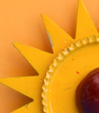 Vintage 1970s Enamel Brooch Flower- Yellow