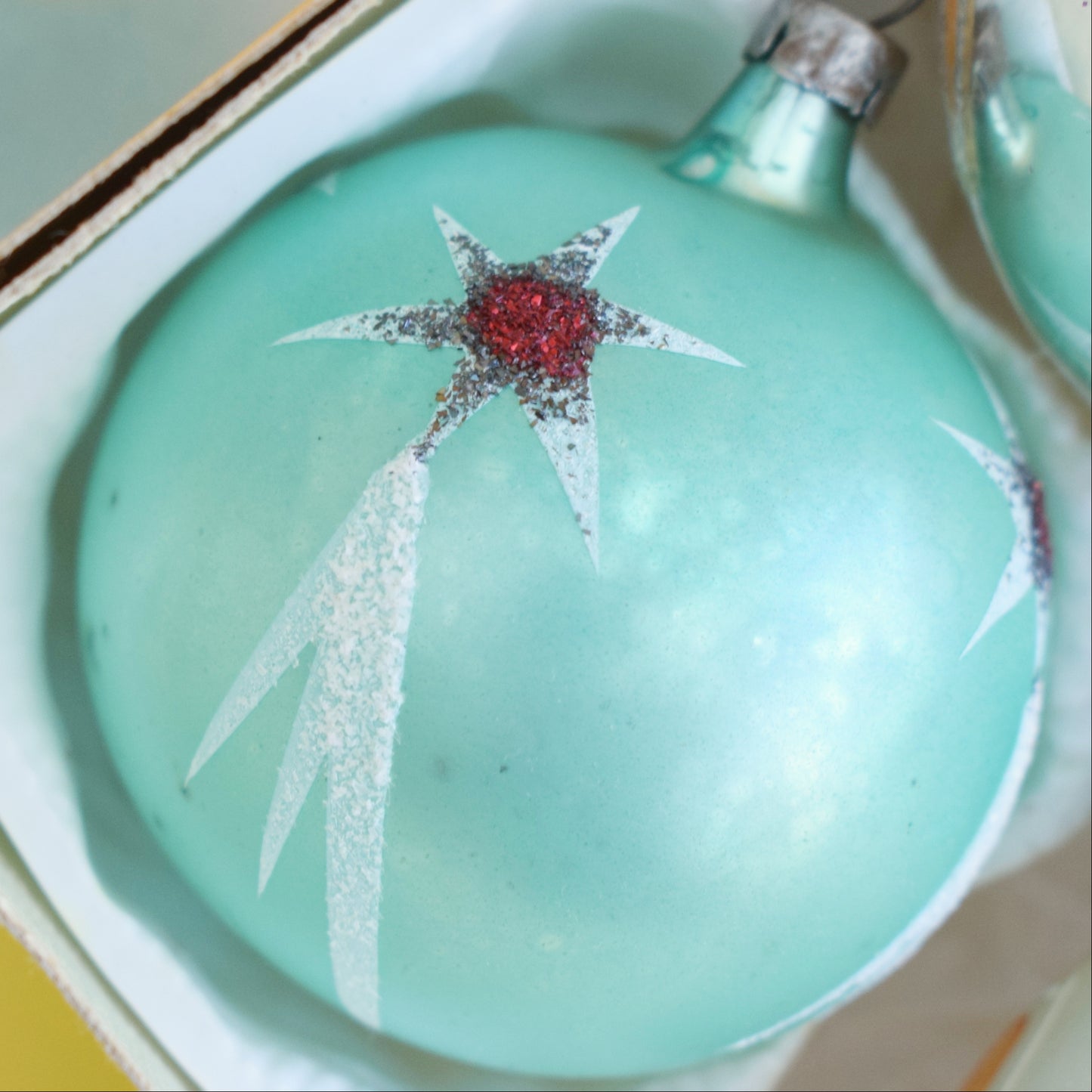 Vintage 1960s Glass Christmas Baubles - Mint
