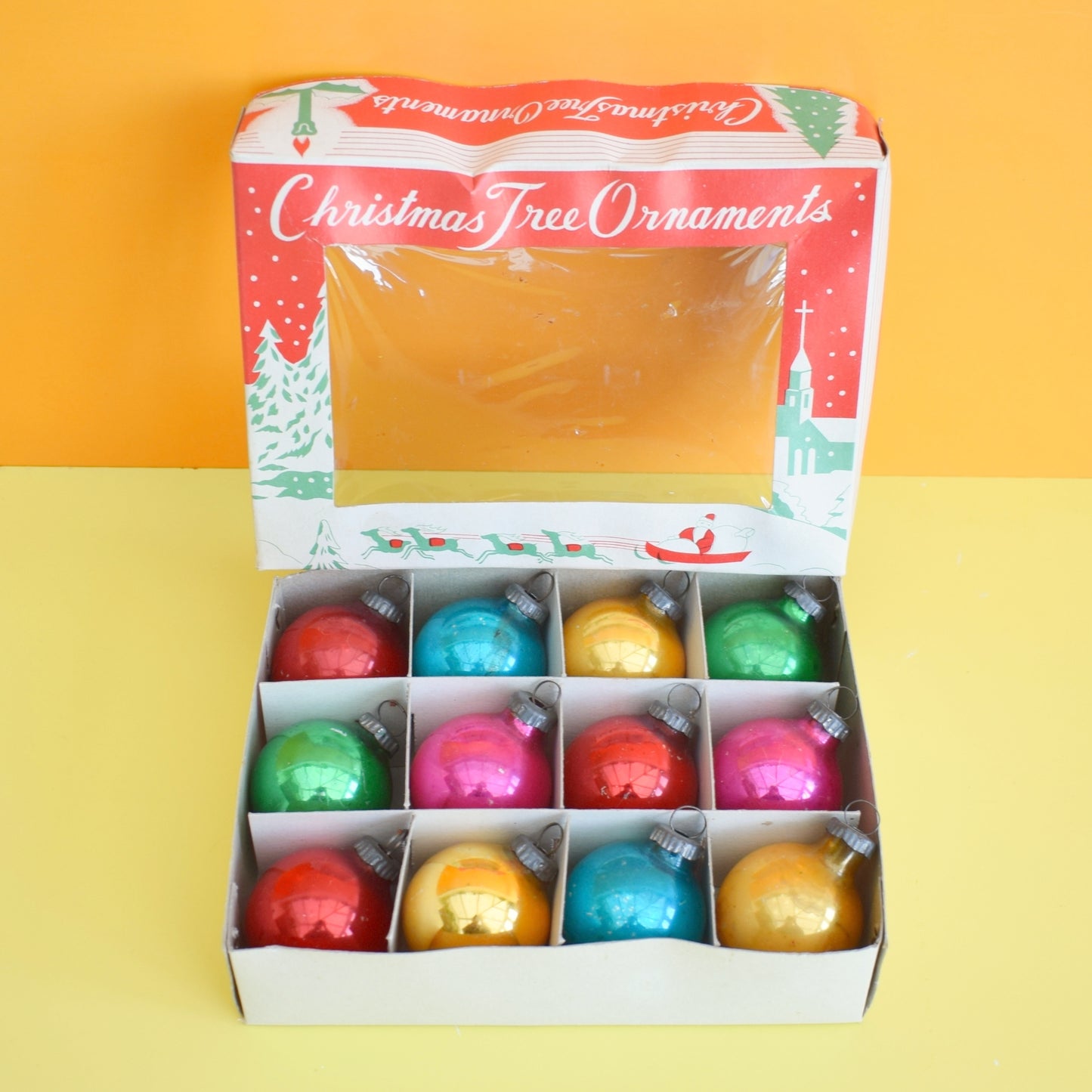 Vintage 1960s Glass Christmas Baubles - Small