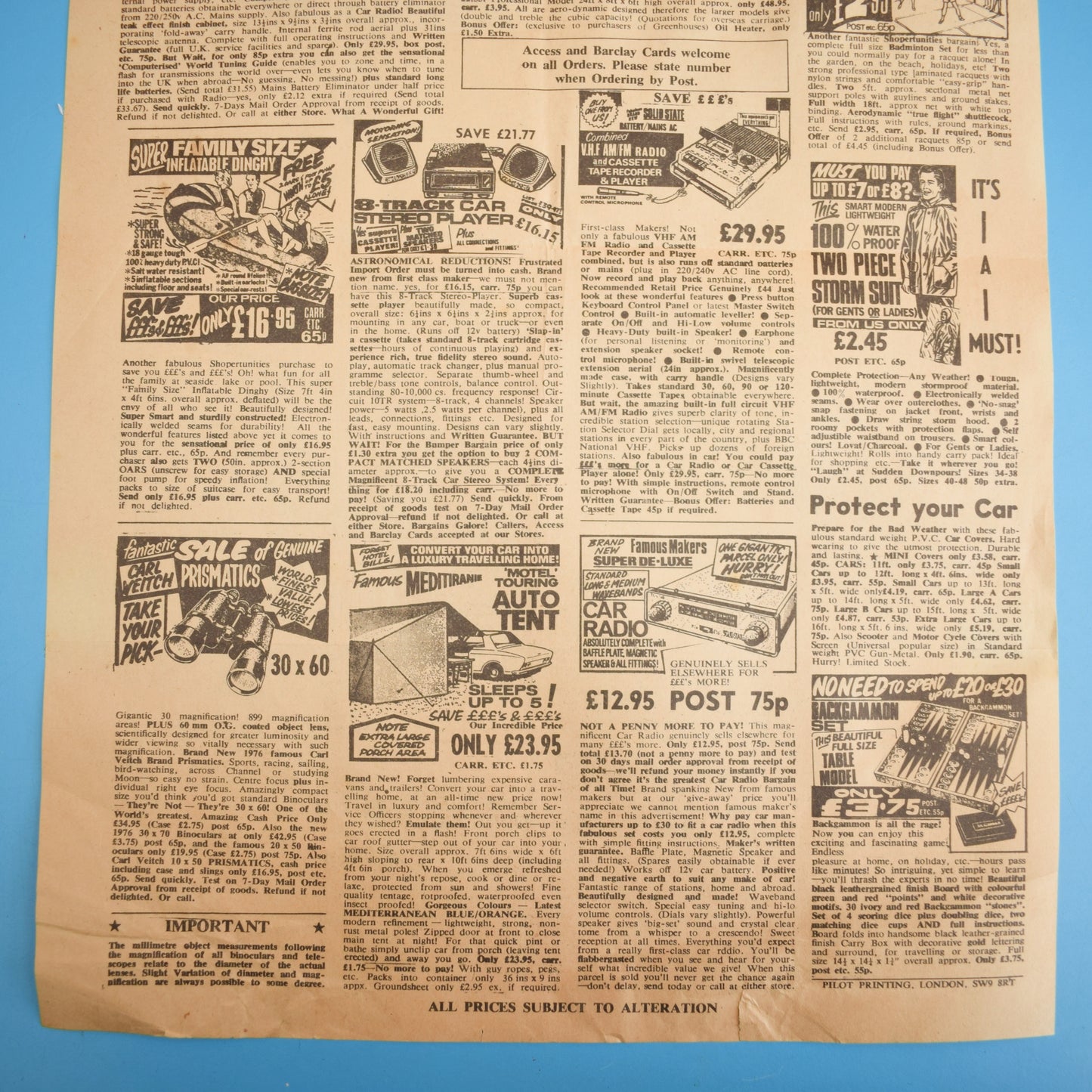 Vintage 1960s/ 1970s Mail Order Advertising Sheets