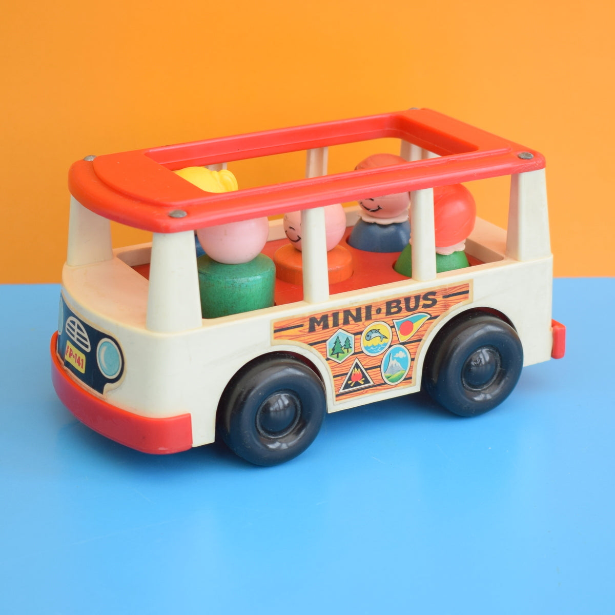 Vintage 1960s Plastic Fisher Price Mini Bus - Wooden People