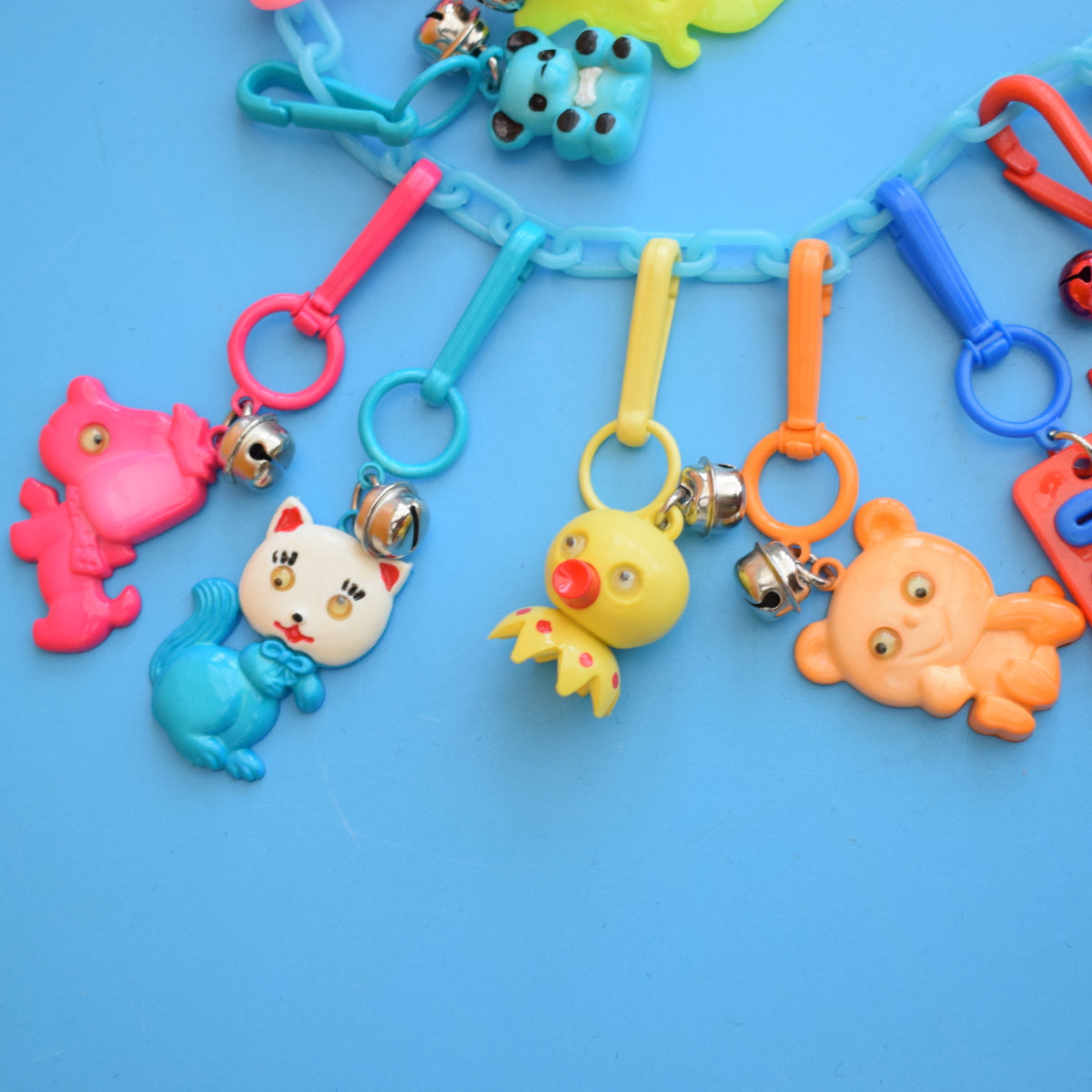Vintage 1980s American Charm Keyring Full Chains - Blue by Pineapple Retro