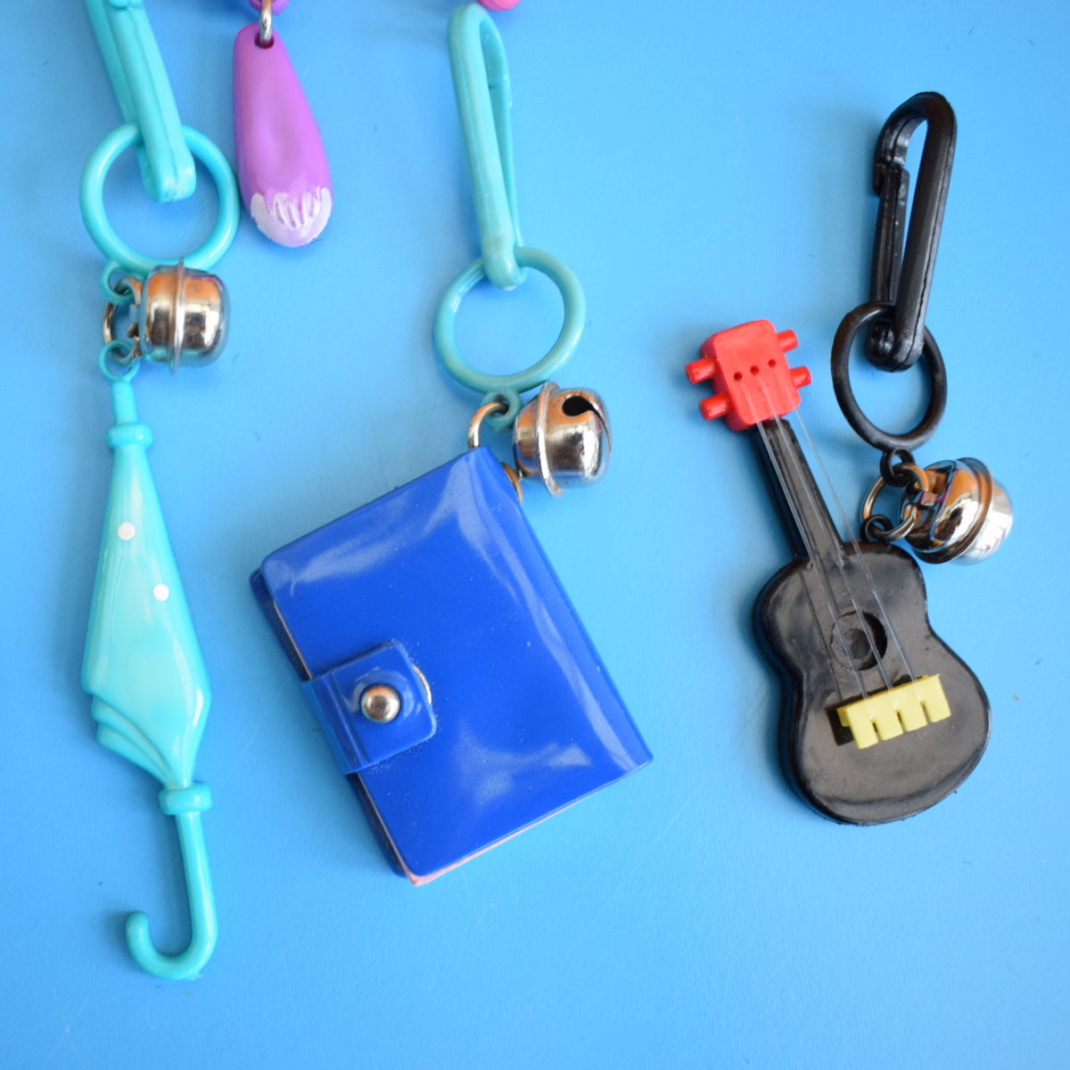 Vintage 1980s American Charm Keyring - Pink/ Blue/ Purple