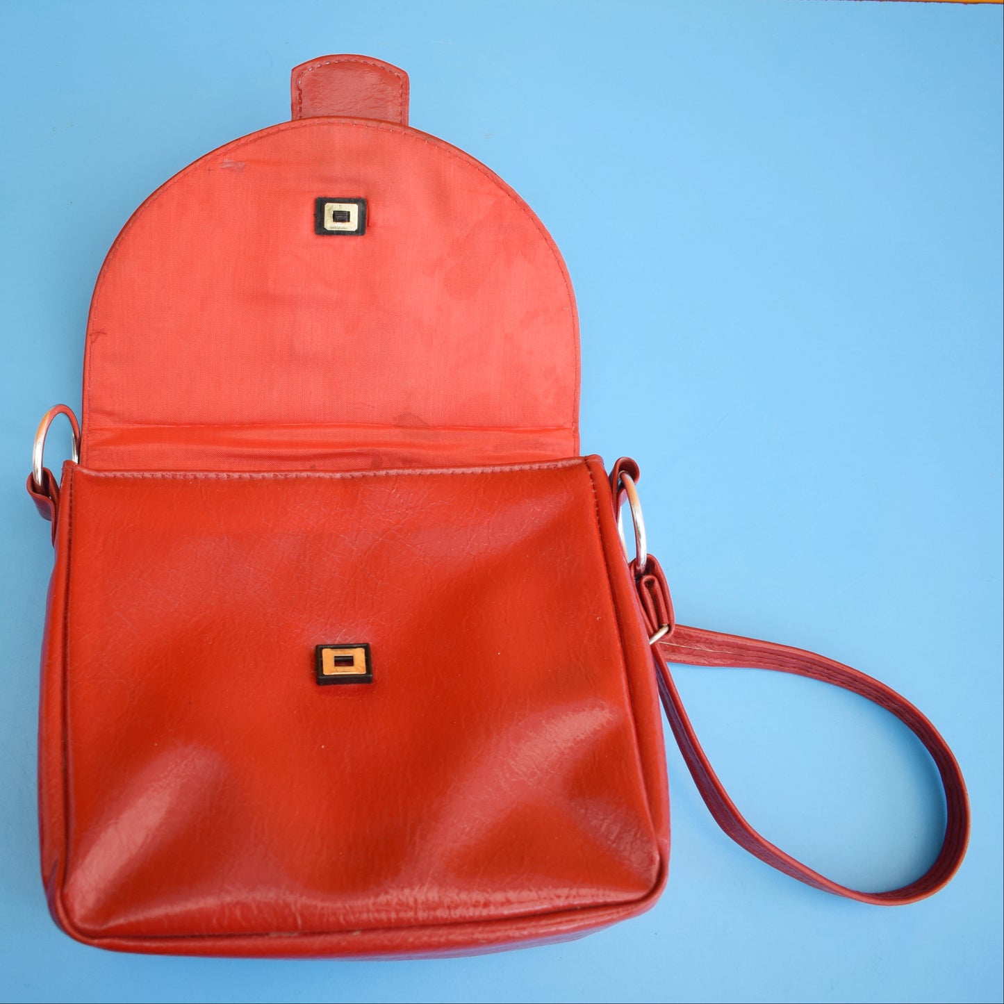 Vintage 1970s Glossy Vinyl Shoulder Bag - Red by Pineapple Retro