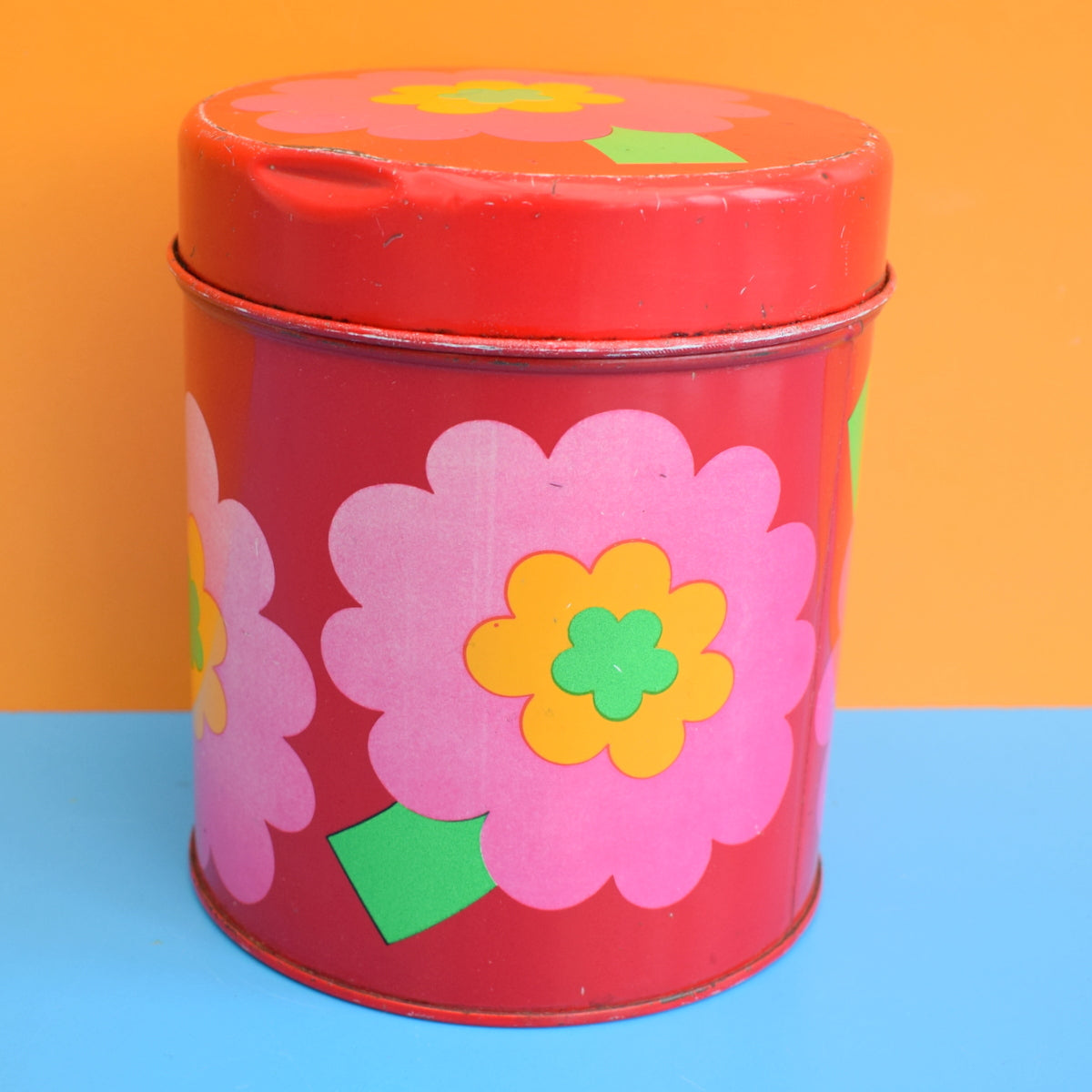 Vintage 1970s Laurids Lonborg Flower Power Tin - Pink by Pineapple Retro