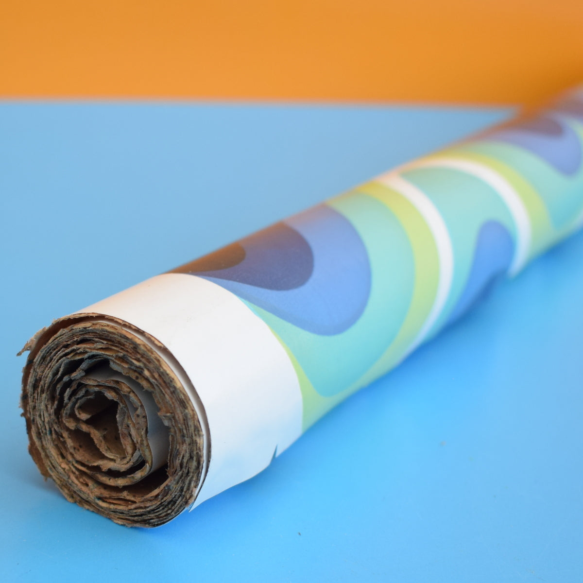 Vintage 1960s Sticky Plastic / Fablon Roll - Geometric - Blue