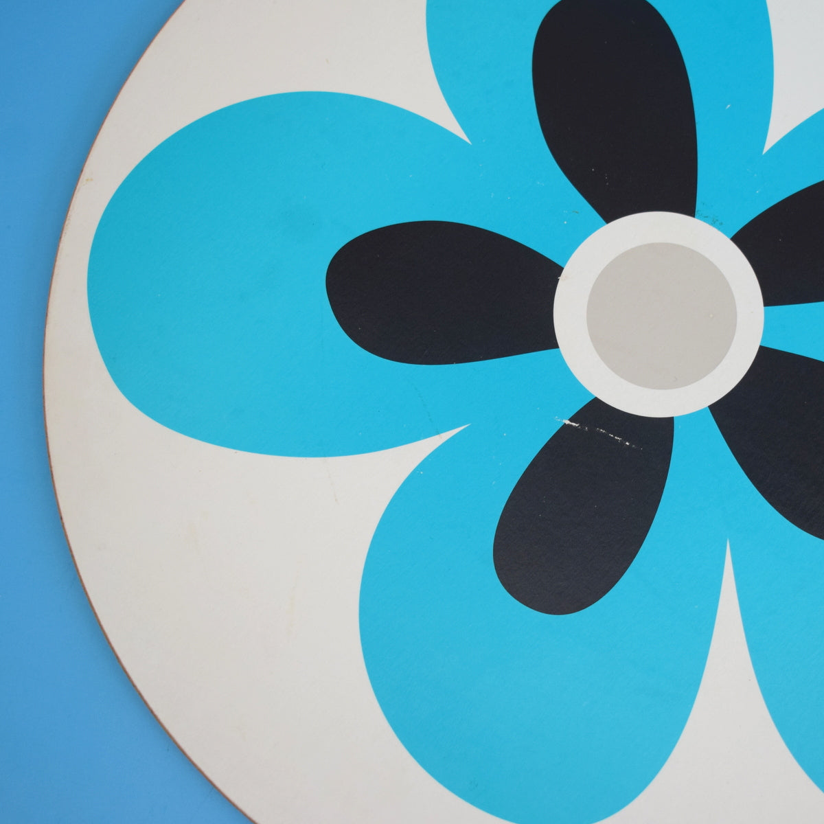 Vintage 1970s Round Placemat Sets - Blue Flower Design by Pineapple Retro