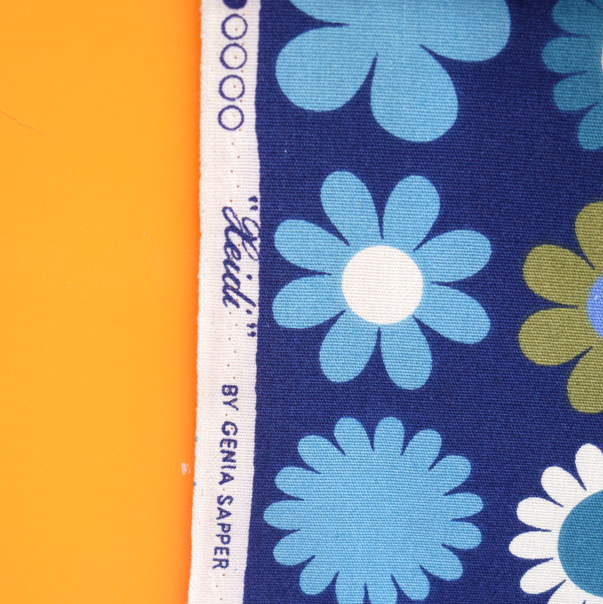 Vintage 1960s Fabric - Genia Sapper Heidi - Flower Power - Blue by Pineapple Retro