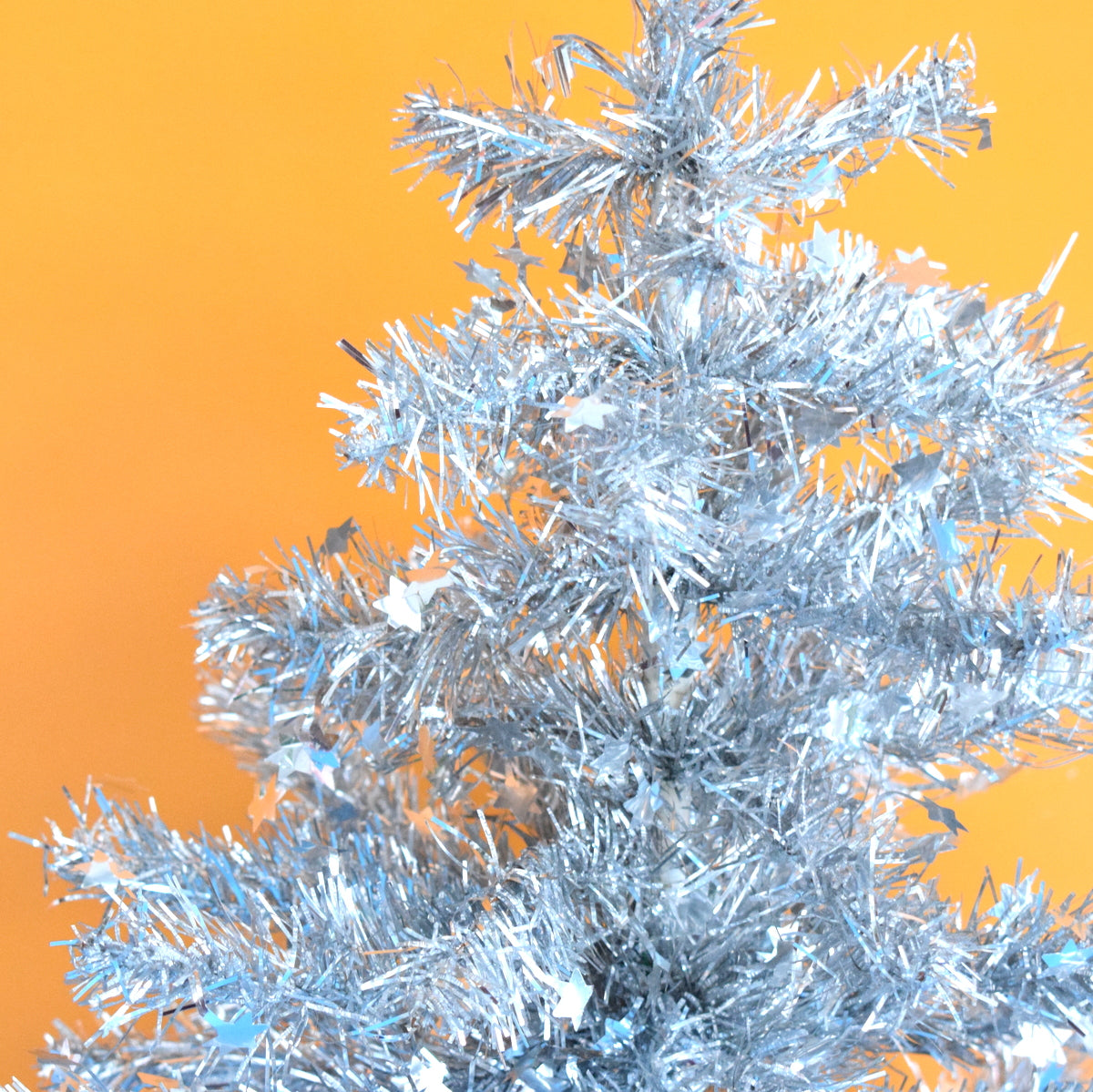 Vintage 1980s Small Tinsel Christmas Tree - Silver