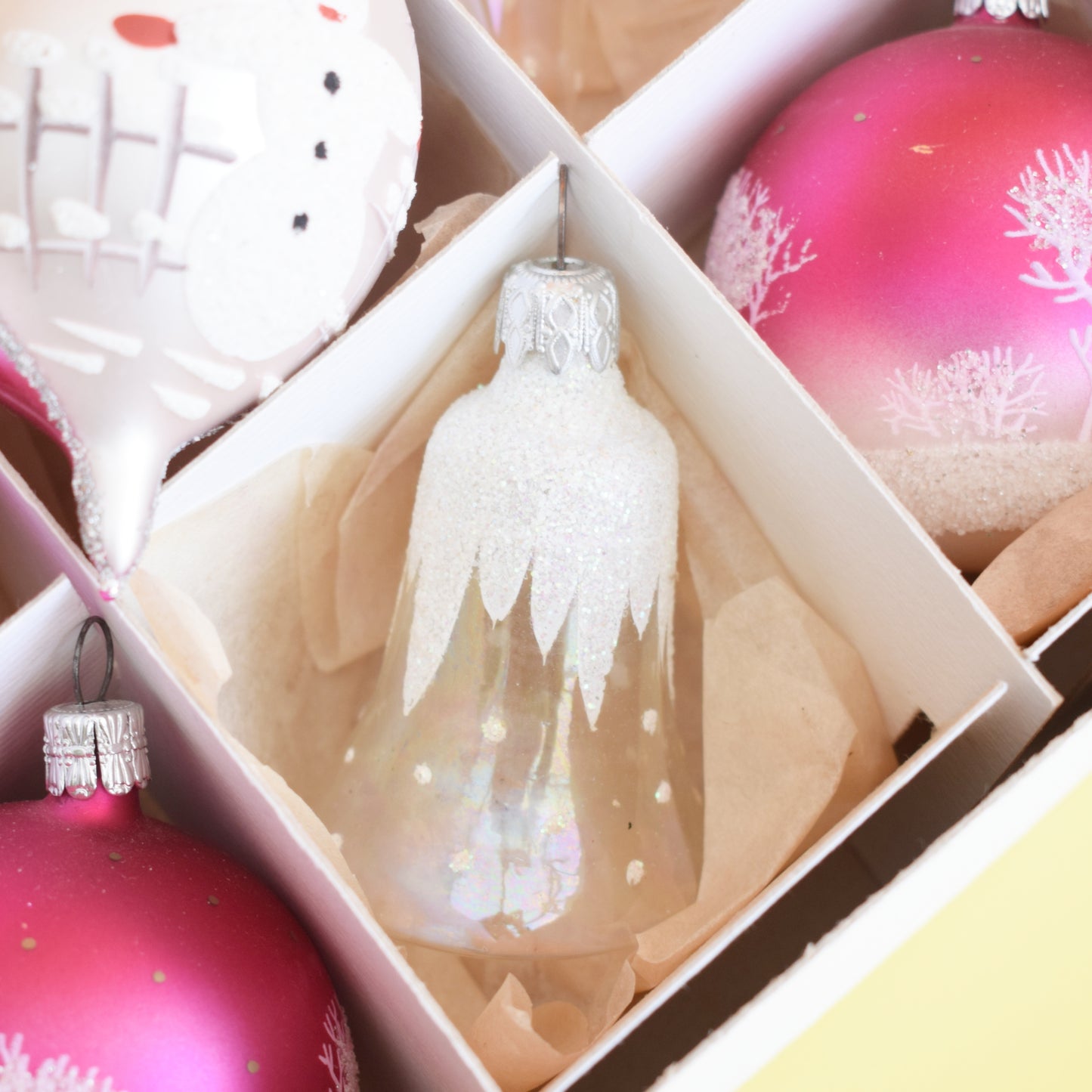 Vintage 1970s Glass Mixed Christmas Baubles - PInk by Pineapple Retro