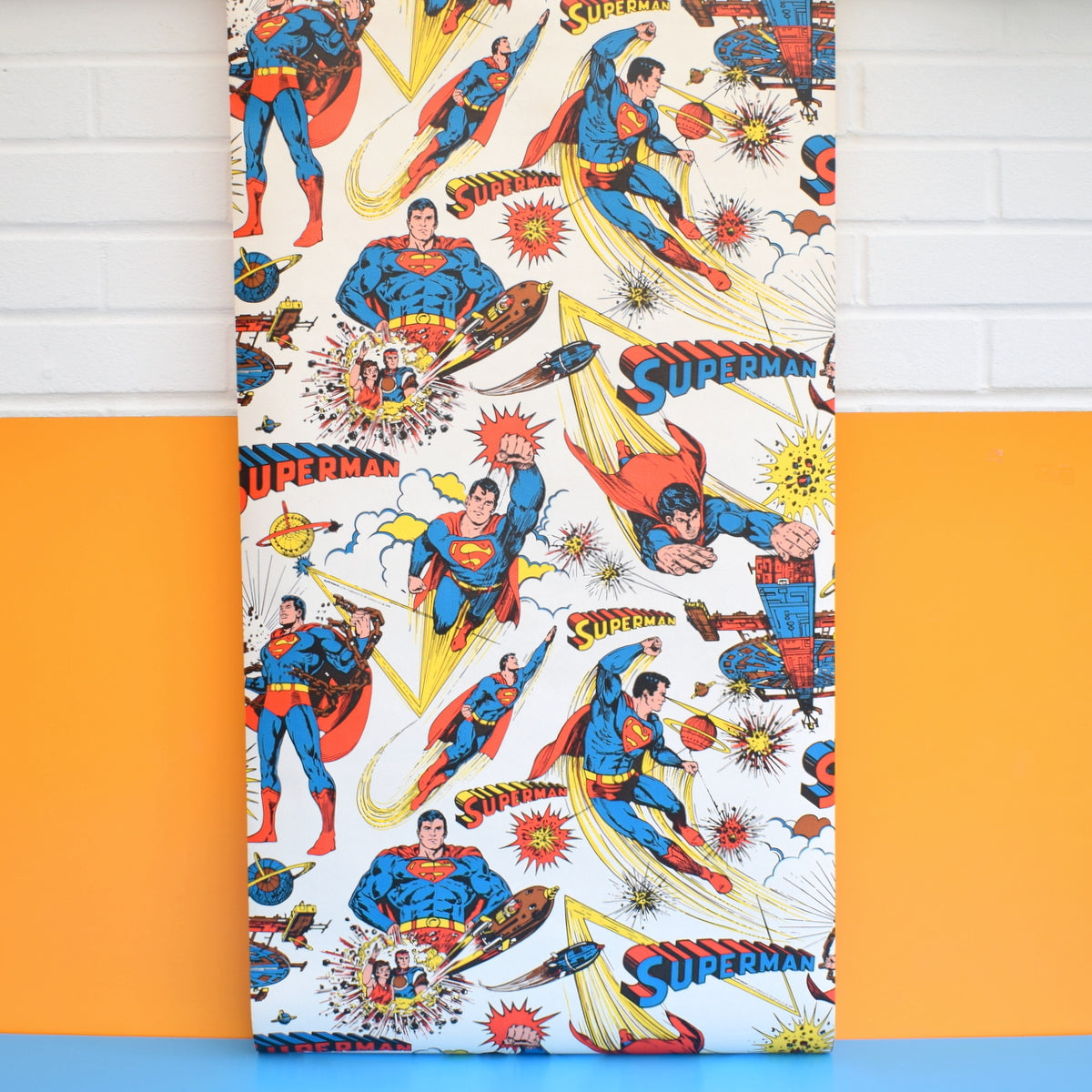Vintage 1980s Rare Kids Wallpaper - Superman (Full Roll)