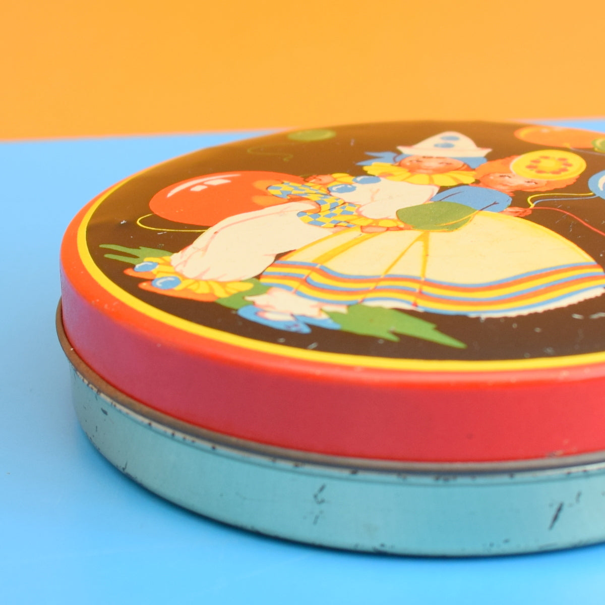 Vintage 1960s Clown Toffee Tin by Pineapple Retro