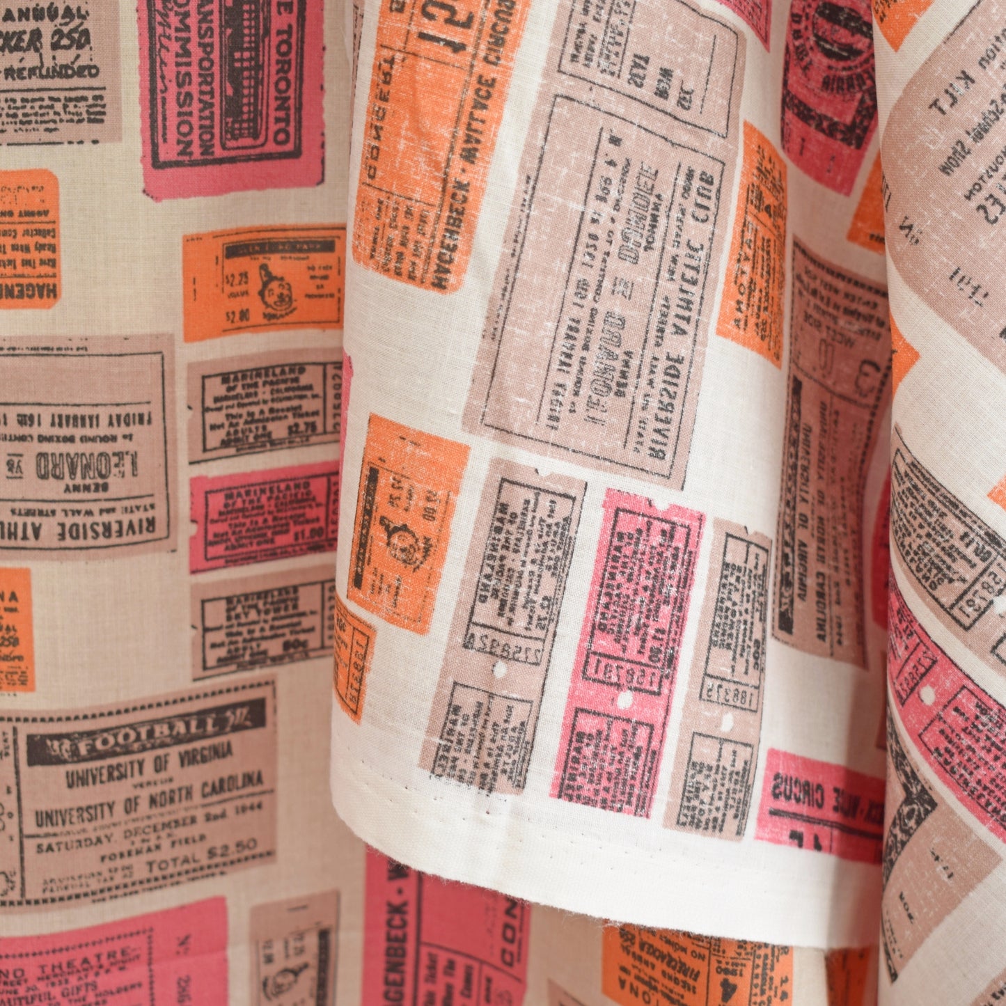 Vintage Fabric - American Bus Ticket Design by Vintage