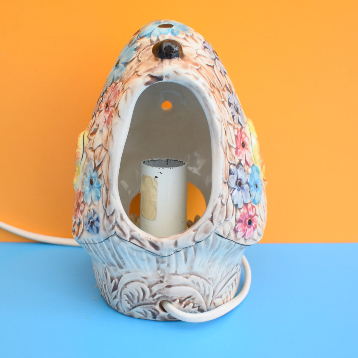 Vintage 1970s Ceramic Night Lamp - Carrot Cottage- Bunnies