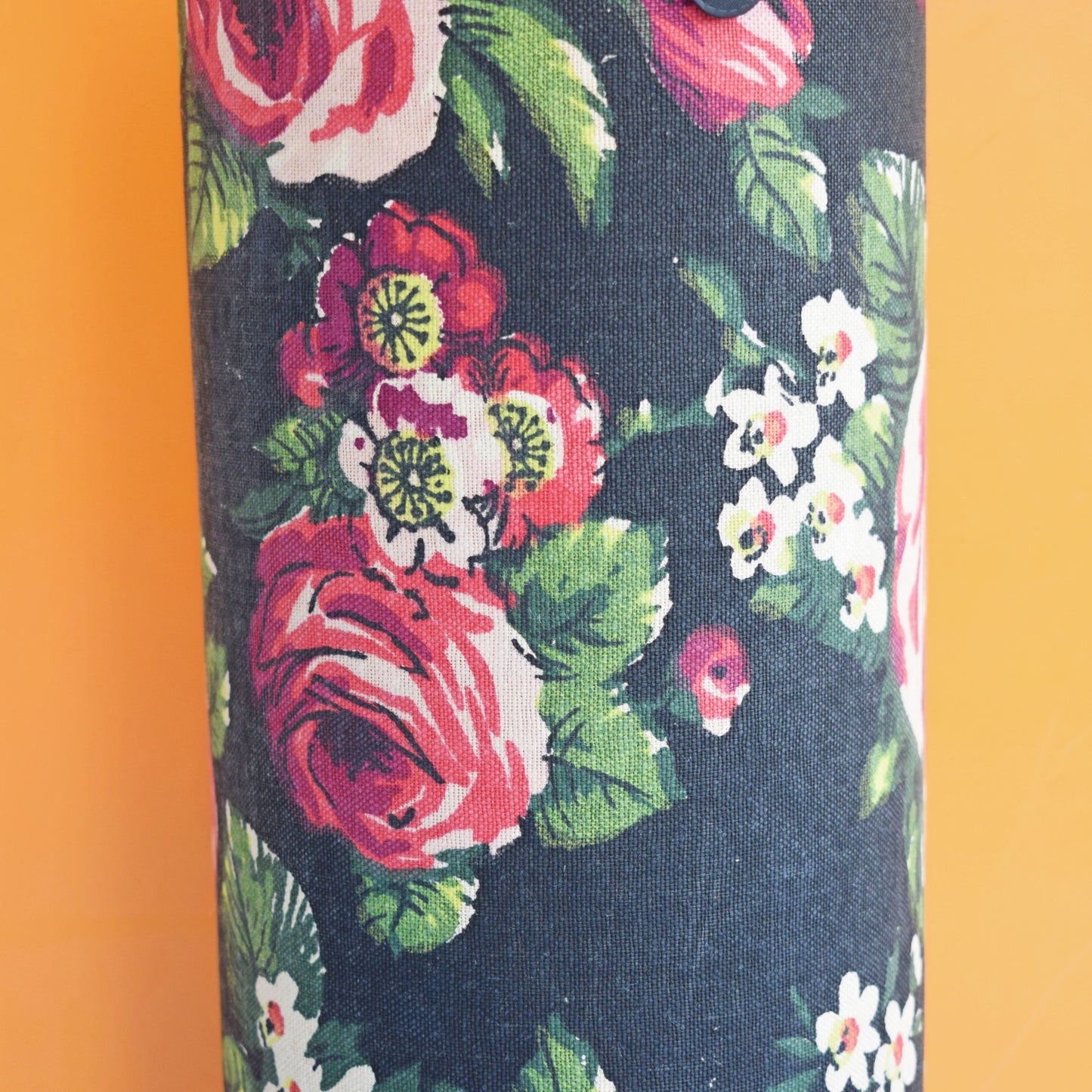 Vintage 1960s Knitting Tube Bag - Roses - Pink