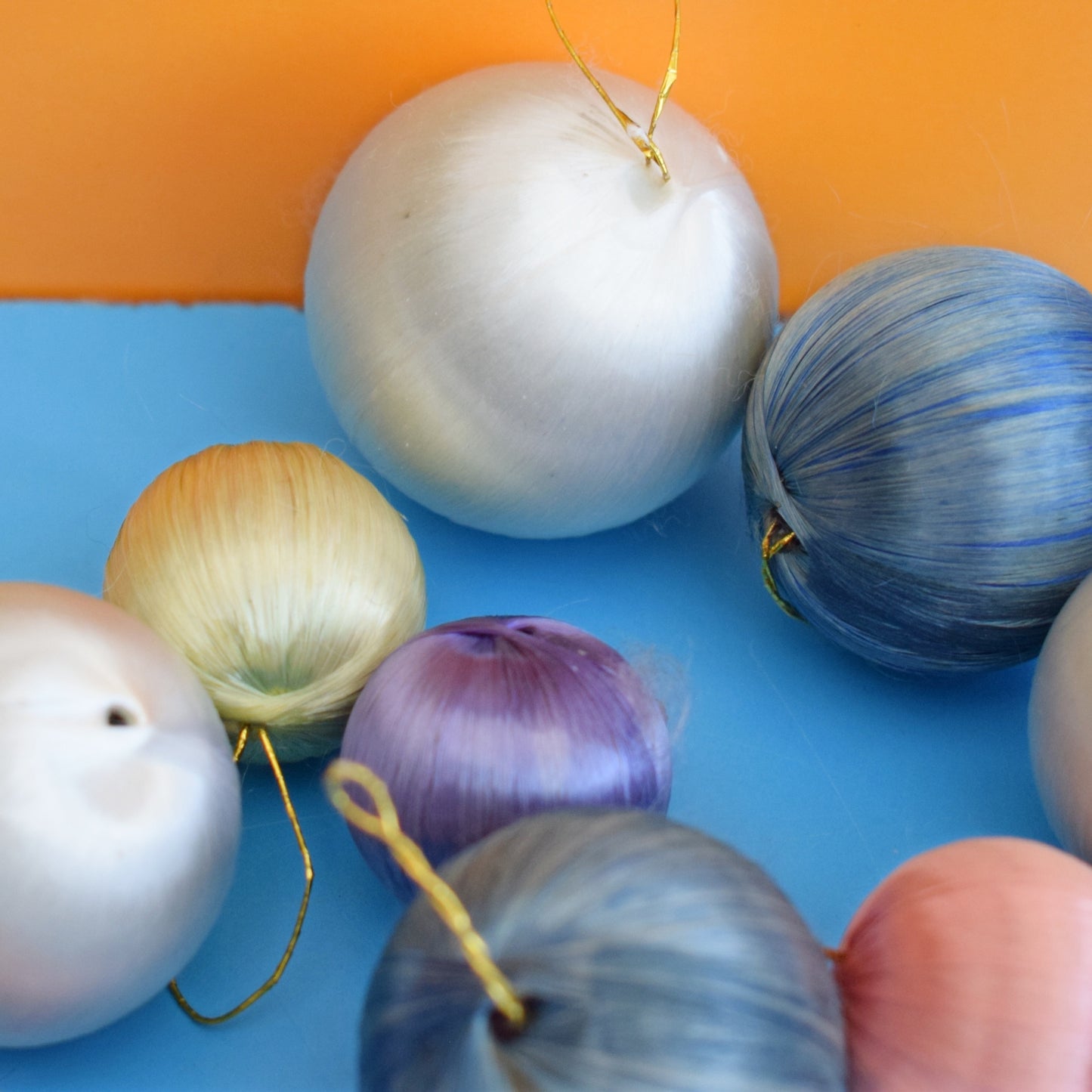 Vintage 1970s Satin Christmas Baubles- Pastels by Pineapple Retro