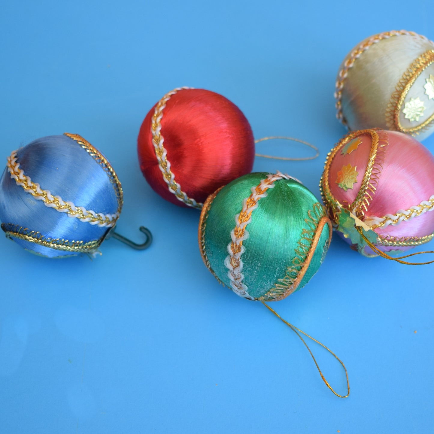 Vintage 1970s Satin Christmas Baubles- Brocade by Pineapple Retro