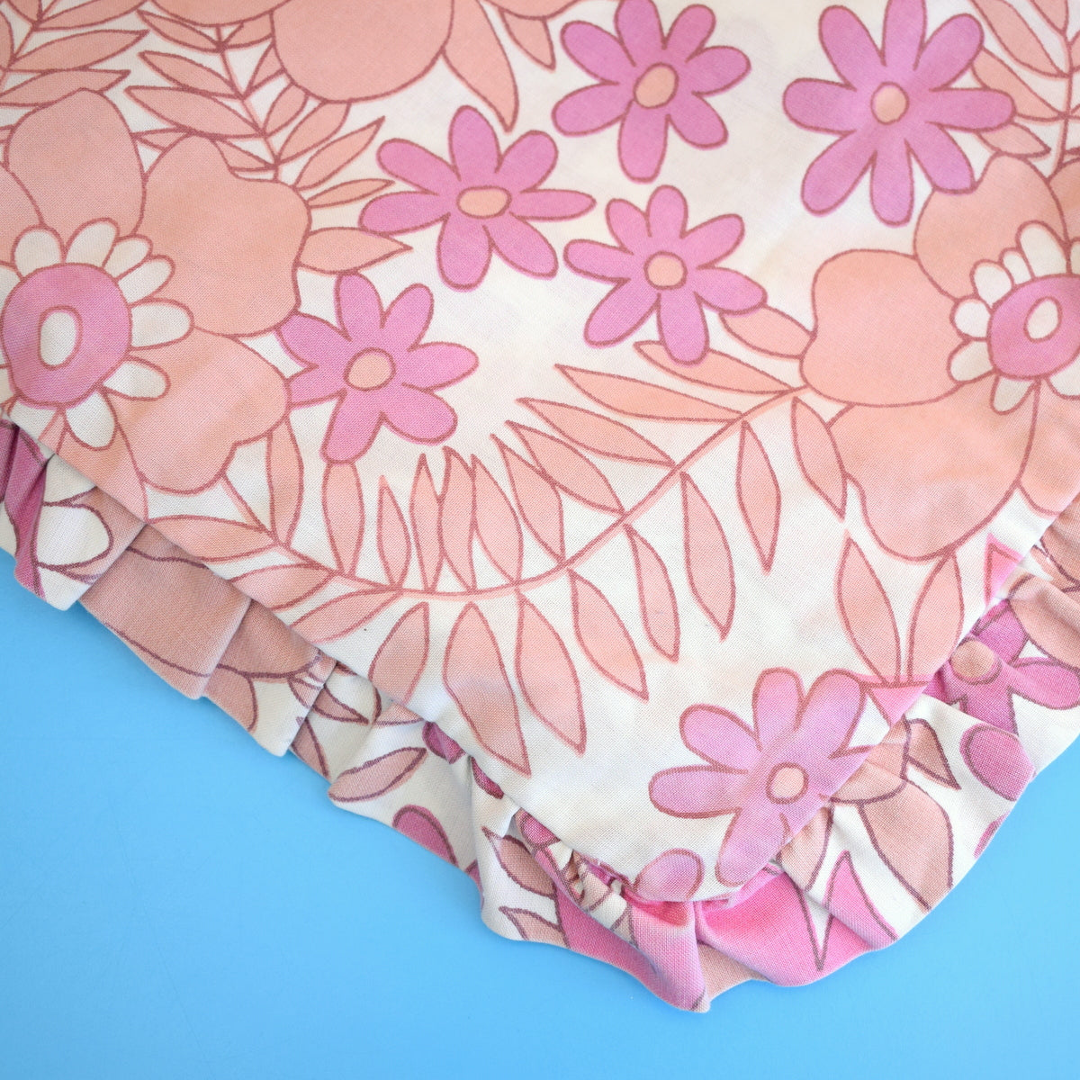Vintage 1960s Single Pillowcase- Flower Power - Pink by Vintage