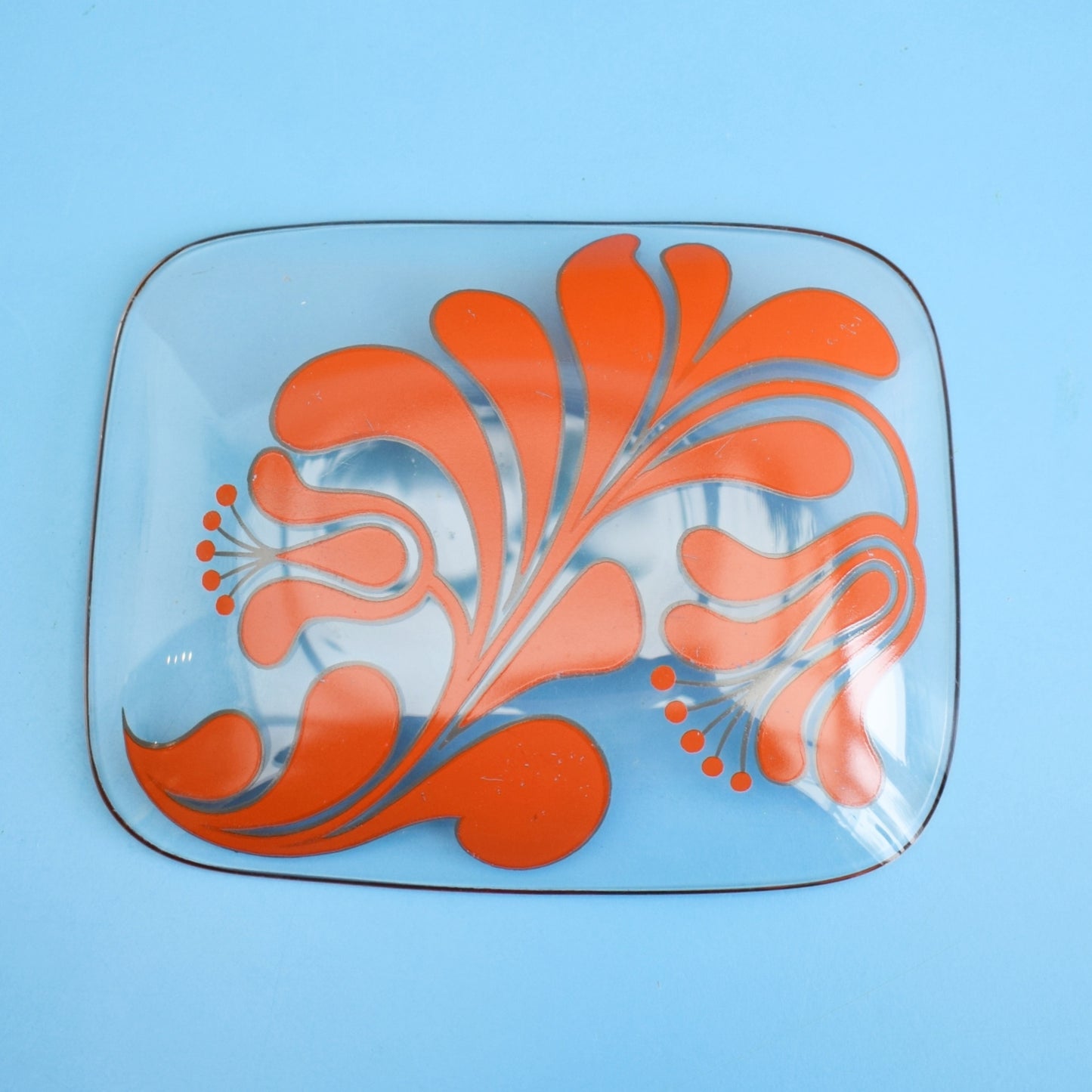 Vintage 1960s Chance Glass Canterbury Dish- Orange