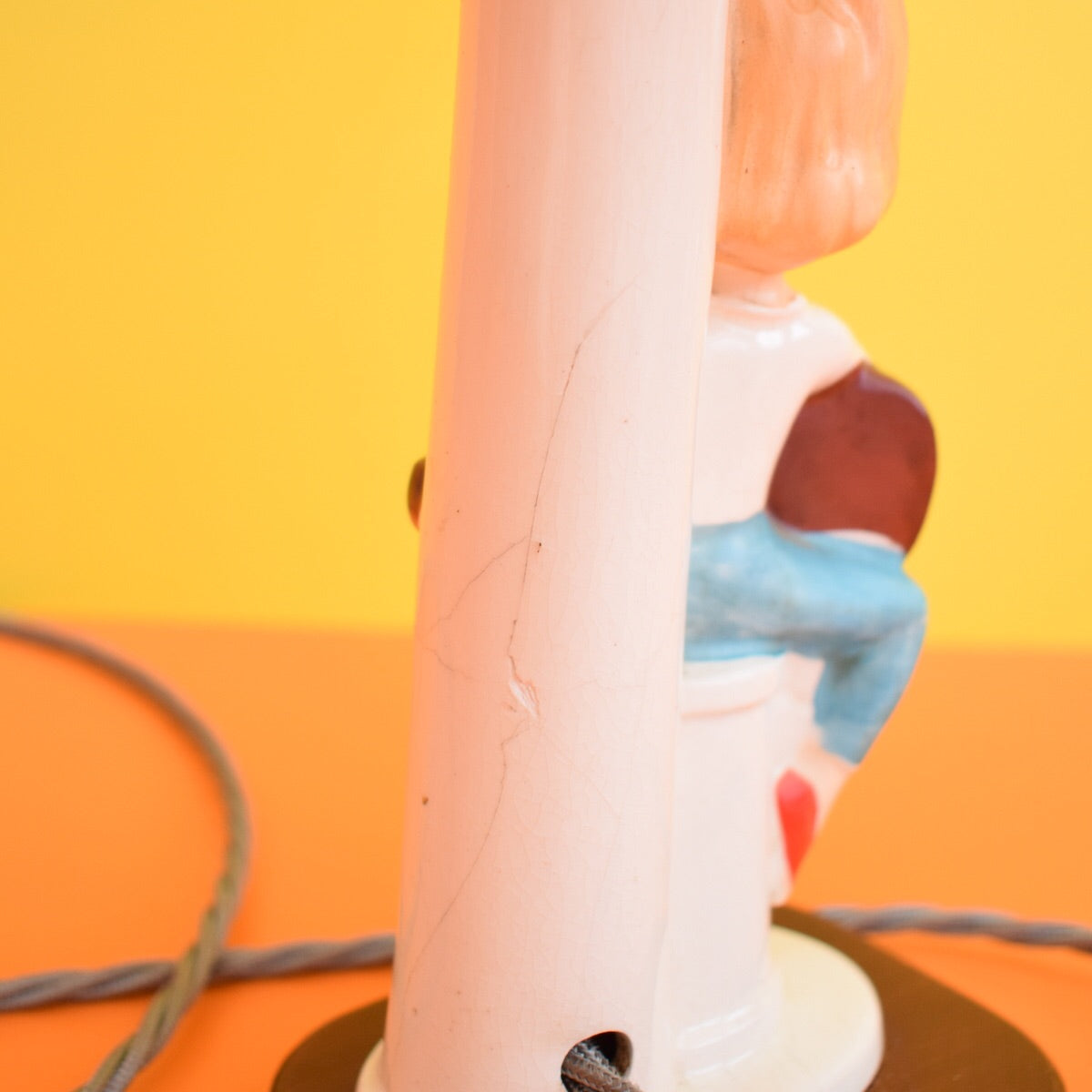 Vintage 1950s Ceramic Table Lamp - Girl With Guitar
