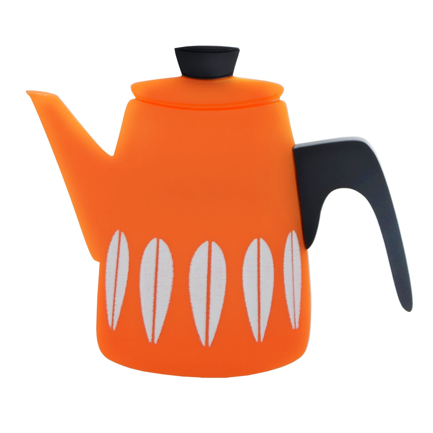 Retro Acrylic Necklace - Cathrineholm Style Coffee Pot Design, Orange