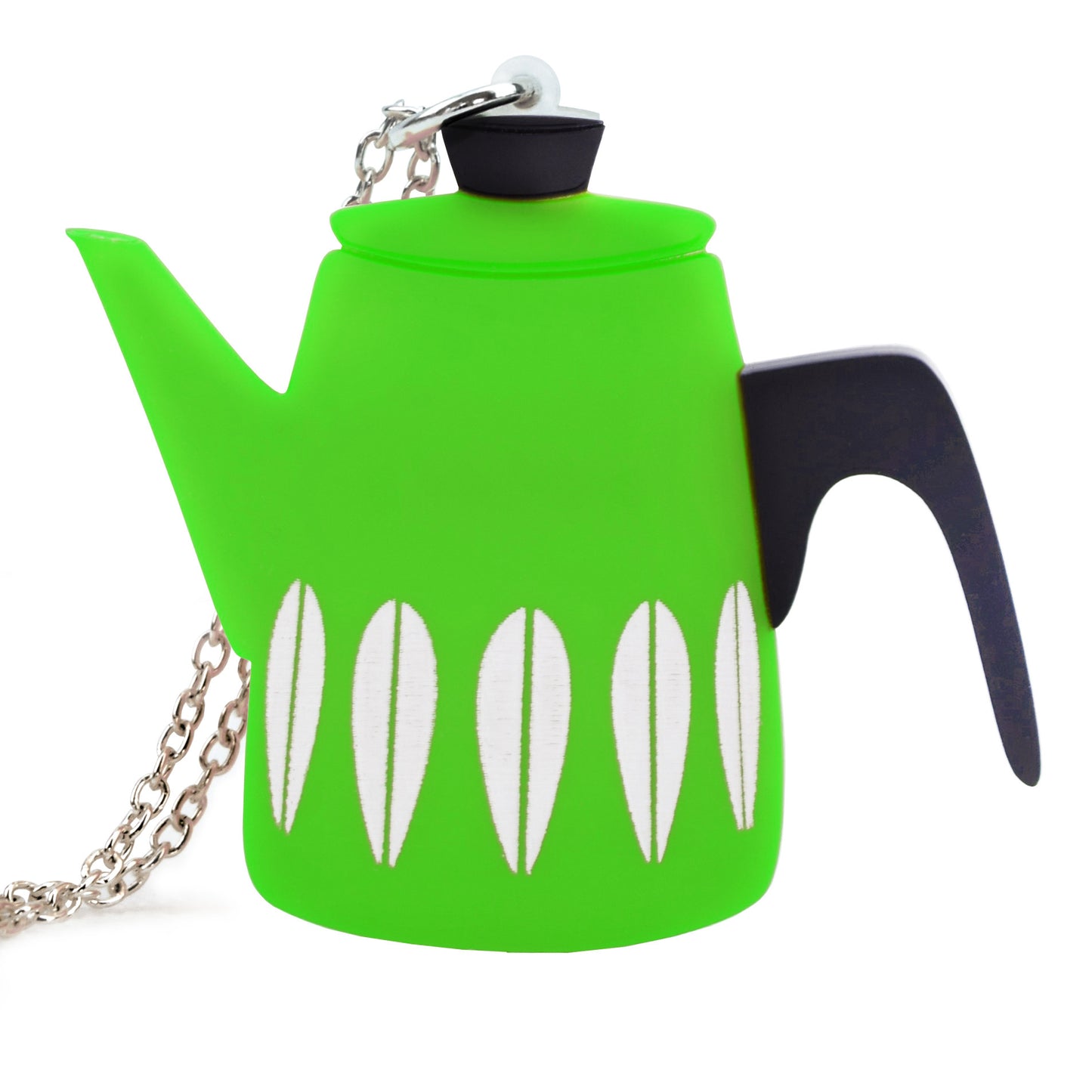Retro Acrylic Necklace - Cathrineholm Style Coffee Pot Design, Green