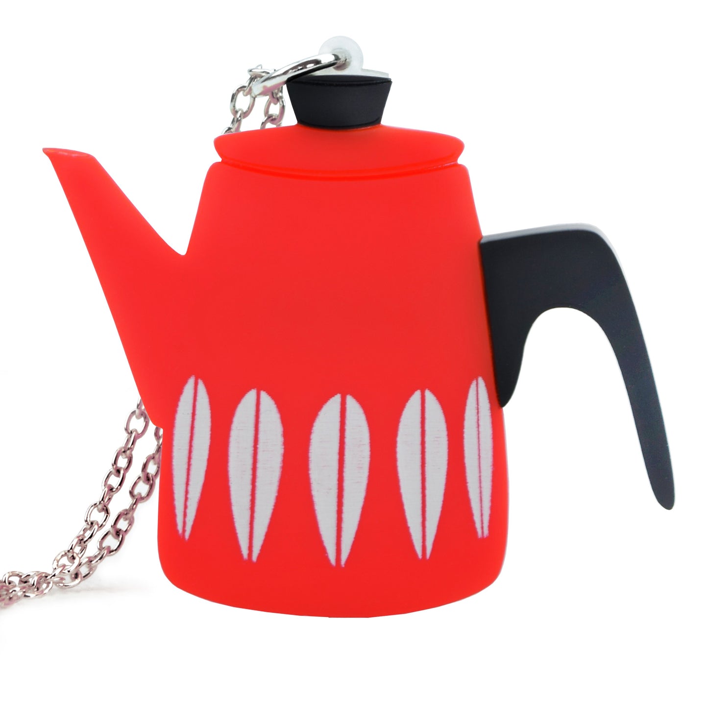 Retro Acrylic Necklace - Cathrineholm Style Coffee Pot Design, Red