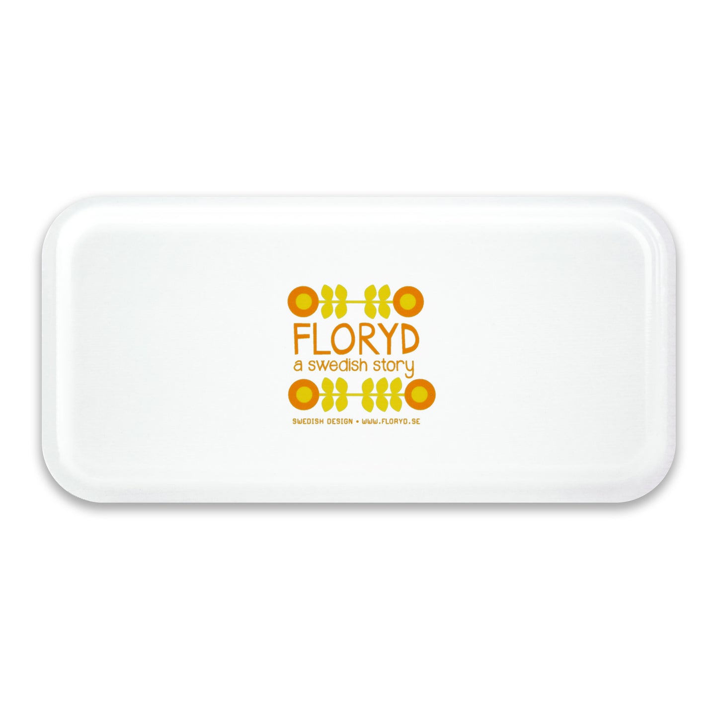 Retro Bamboo Tray - Swedish by Floryd - Retro Flower Design, Green & Orange - Rear View