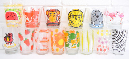 Vintage drinking glasses and Retro Jane Foster