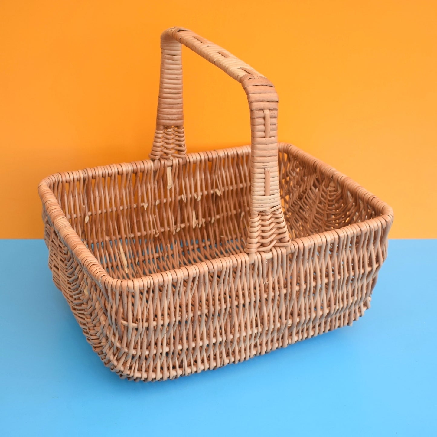 Vintage 1960s Large Wicker Shopping Basket