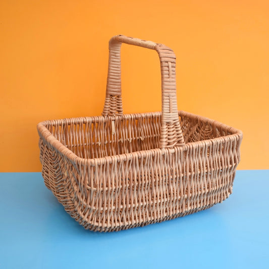 Vintage 1960s Large Wicker Shopping Basket