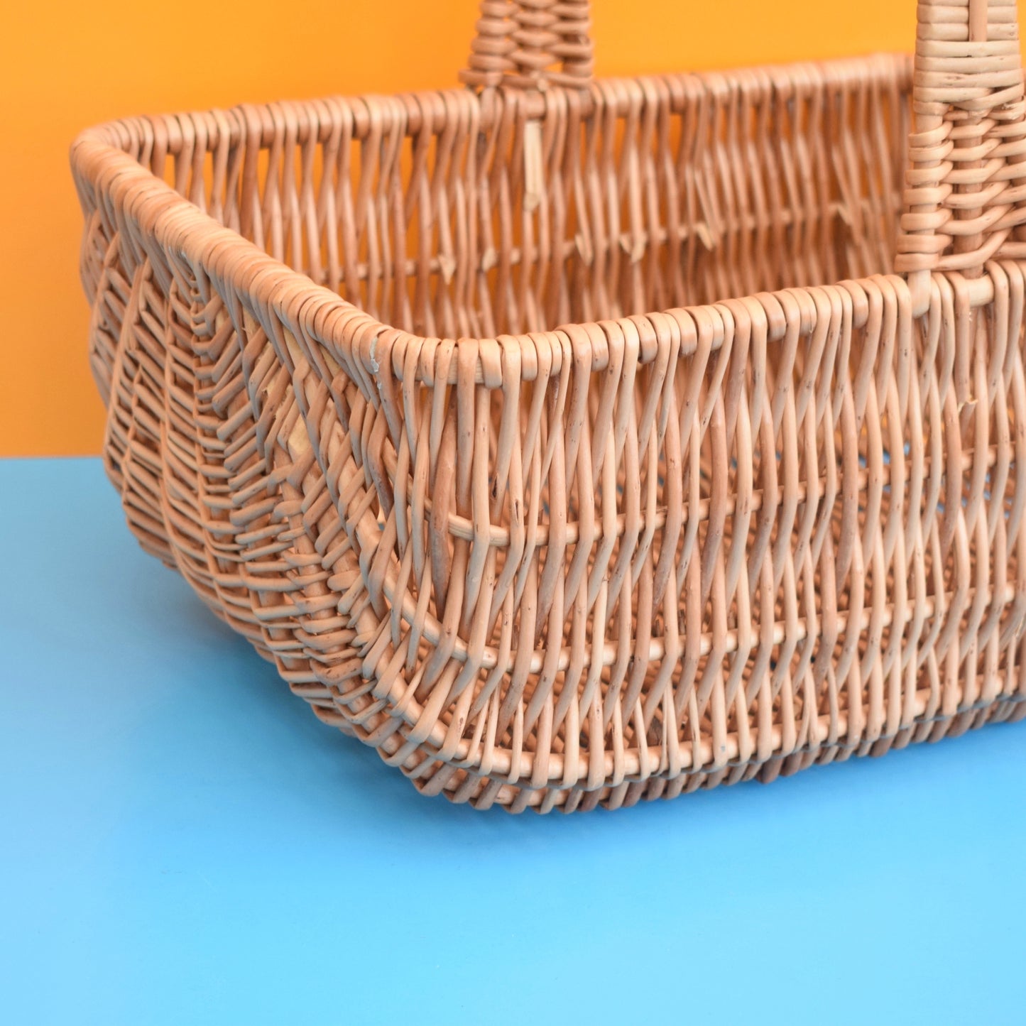 Vintage 1960s Large Wicker Shopping Basket