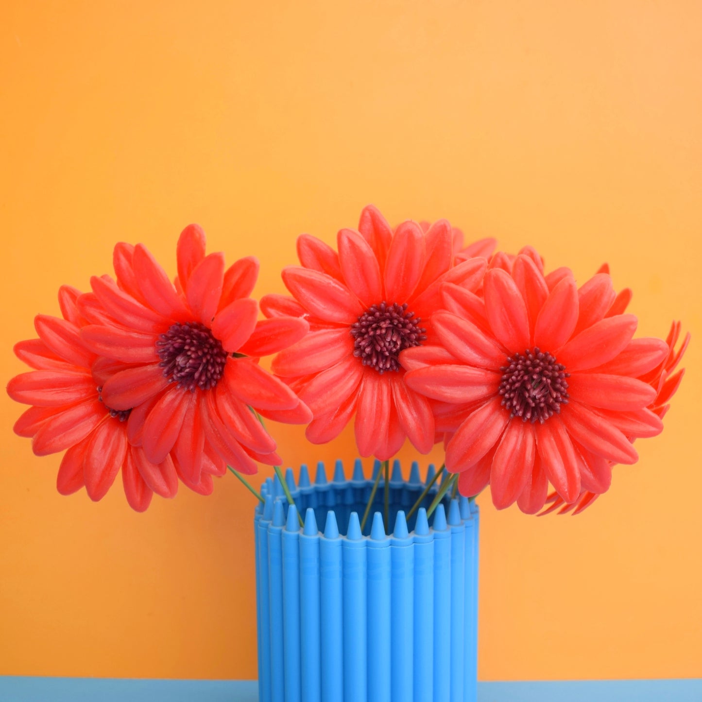 Vintage 1970s Plastic Dahlia Flower Bunch - Spring - Red x10