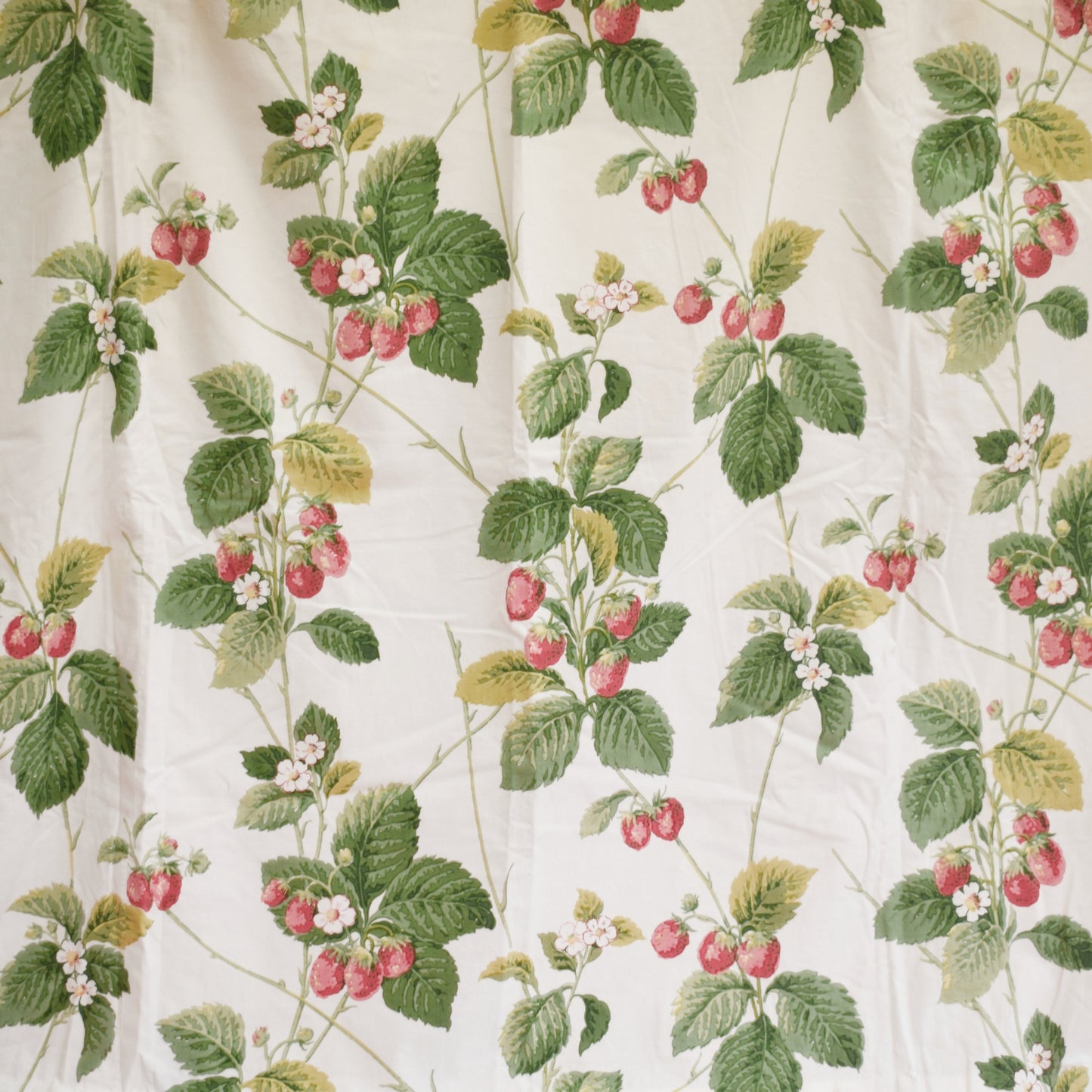 Vintage 1960s Single Curtain / Fabric - Sanderson Summer Strawberries by Vintage