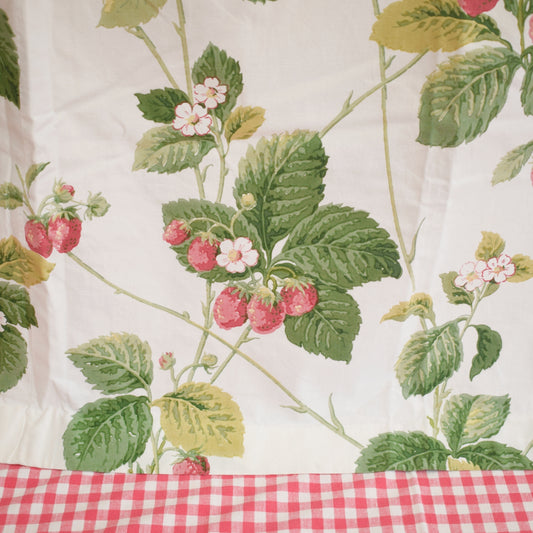 Vintage 1960s Single Curtain / Fabric - Sanderson Summer Strawberries