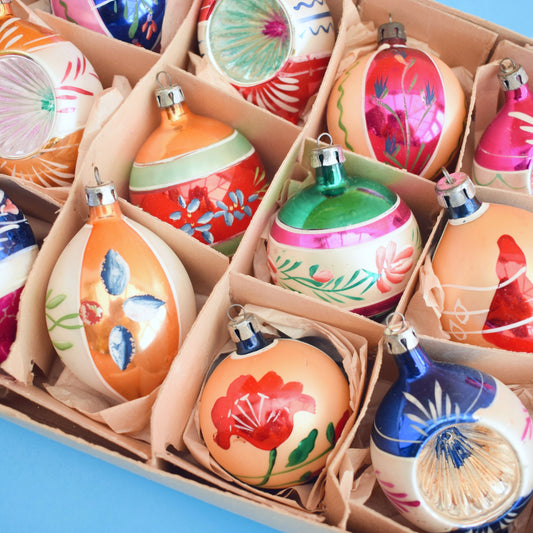 Vintage 1960s Glass Special Christmas Baubles - Polish