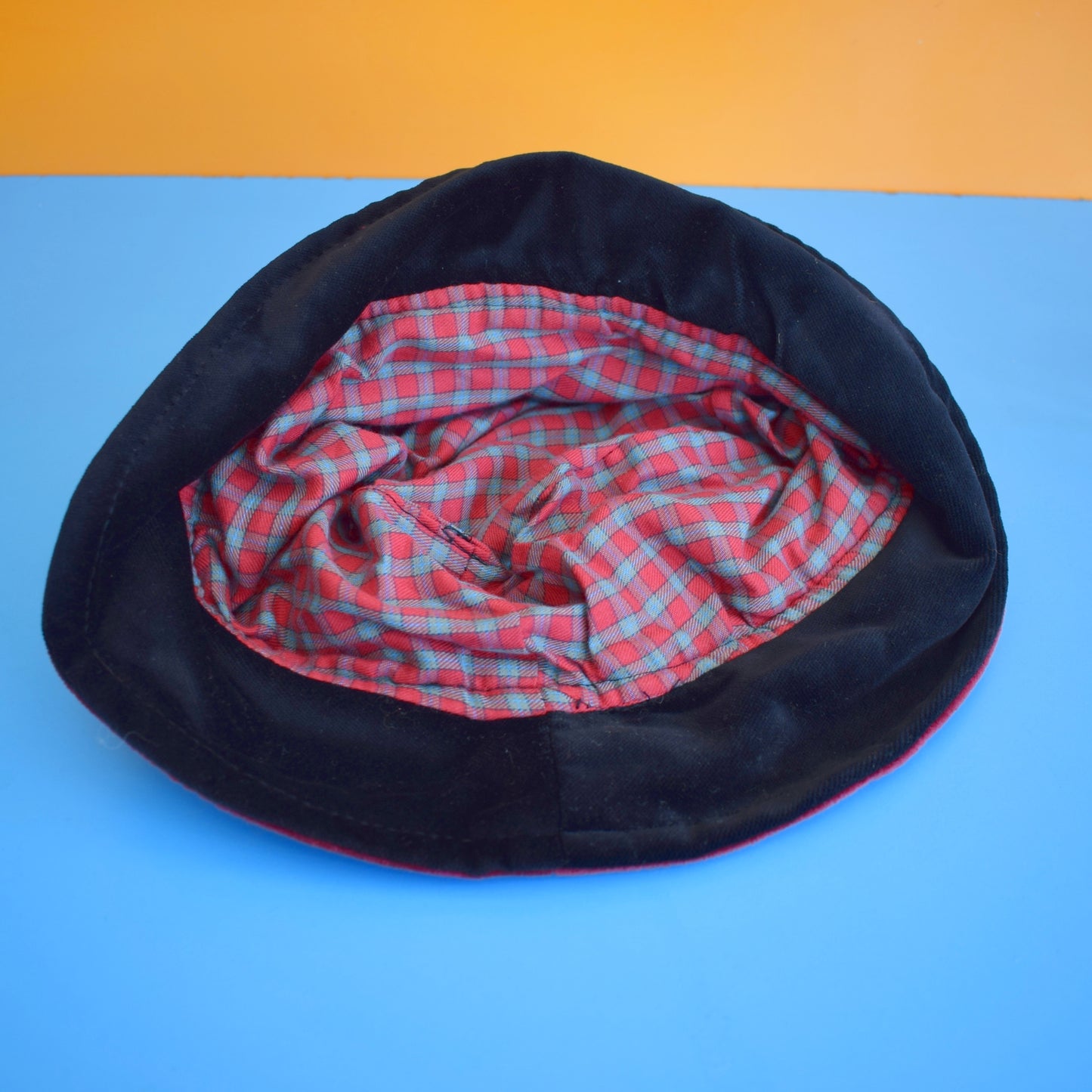 Vintage 1990s Velvet Patchwork Hat With Flower- Floppy