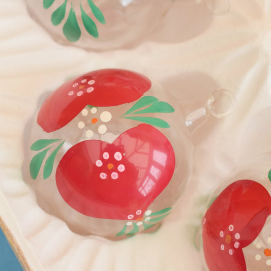 Vintage 1970s Clear Heart Scandi Style Glass Baubles