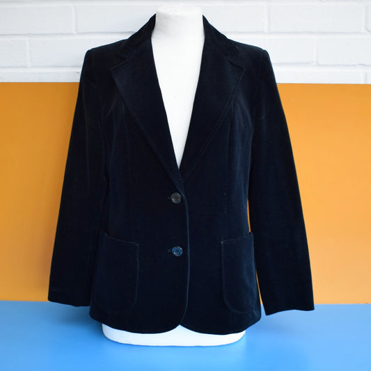 Vintage 1990s Velvet Jacket - Black Size 14 - St Michael