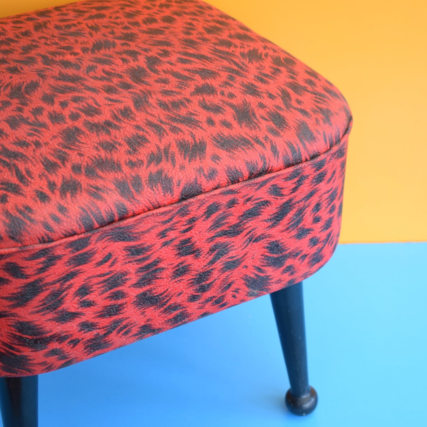 Vintage 1950s Sewing / Hobby Box - Sherborne - Red Leopard Print Vinyl