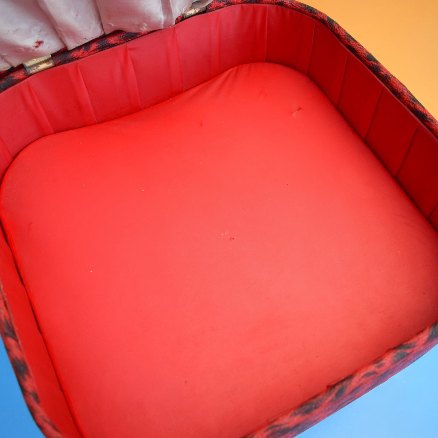 Vintage 1950s Sewing / Hobby Box - Sherborne - Red Leopard Print Vinyl