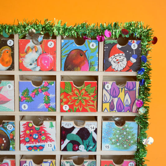 Unique Wooden Multi Drawer Advent Calendar - Vintage Papers - Patchwork ..